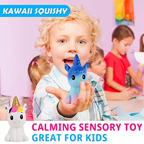 Anboor Squishies Kawaii Lentamente Subiendo Unicornio 2 Piezas Perfumados Juguetes Antiestrés Infantiles Juegos de Regalos Accesorios De Decoración (Blanco y Galaxia)