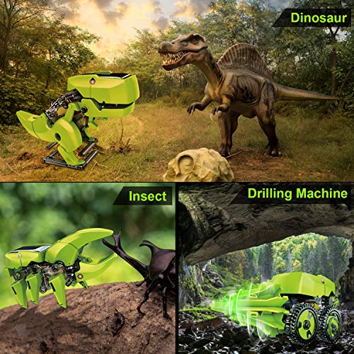 ANGELBLISS Stem Kit de construcción de Robots, Juguetes de Robot Solar 3 en 1, Juego de Dinosaurios de construcción de Ciencias para niños a Partir de 8 años y niñas