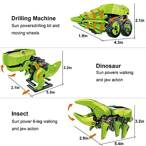 ANGELBLISS Stem Kit de construcción de Robots, Juguetes de Robot Solar 3 en 1, Juego de Dinosaurios de construcción de Ciencias para niños a Partir de 8 años y niñas