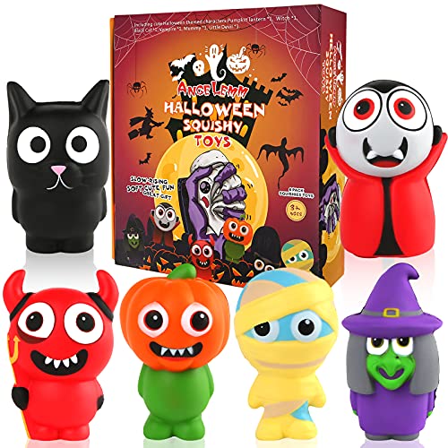 ANGELEMM 6 Pcs Halloween Squishy Gigante Kawaii Juguetes Descompresión Pack Squishies Baratos Slow Rising Squishes Estrés Alivio Suave Juguete Antiestres Squeeze para Niños