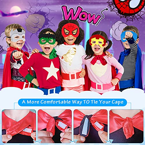 ANGELEMM Capa de Superhéroe para Niños, Disfraz Carnaval Superheroes Juguetes Regalos Niña y Niño 3 4 5 6 Años, Disfraces Halloween Infantiles para Cosplay de Fiesta de Cumpleaños de Navidad, 5 Pcs