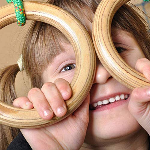 Anillos De Gimnasia De Madera con Correas Ajustables, Anillos Olímpicos para Entrenamiento Cruzado, Fitness, Entrenamiento Y Pull-Ups para Niños