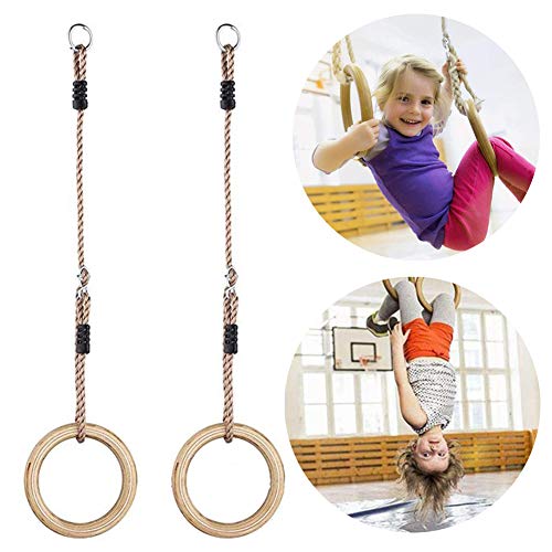 Anillos De Gimnasia De Madera con Correas Ajustables, Anillos Olímpicos para Entrenamiento Cruzado, Fitness, Entrenamiento Y Pull-Ups para Niños