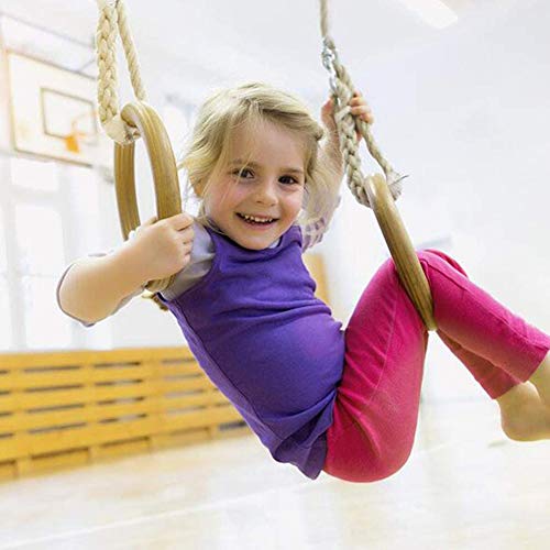 Anillos De Madera De Gimnasia, Anillos Olímpicos con Correas De Hebilla Ajustables Anillos De Ejercicio De Gimnasio Anillos De Entrenamiento Antideslizantes para Niños