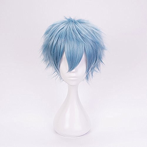 Ani·Lnc Anime Cosplay peluca pelucas sintéticas de pelo corto azul para hombres