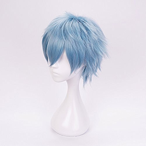 Ani·Lnc Anime Cosplay peluca pelucas sintéticas de pelo corto azul para hombres