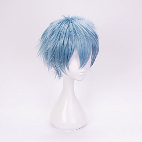 Ani·Lnc Anime Cosplay peluca pelucas sintéticas de pelo corto azul para hombres