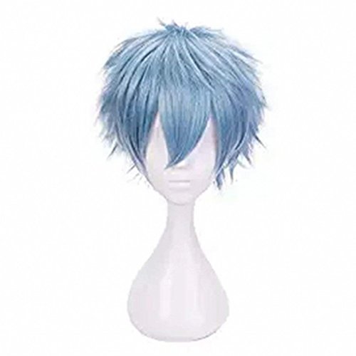 Ani·Lnc Anime Cosplay peluca pelucas sintéticas de pelo corto azul para hombres