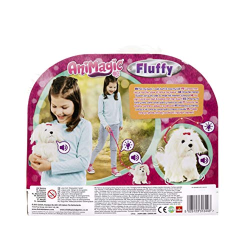 Animagic-256606 Fluffy Perro, Felpa Funcional, color blanco (256606) , color/modelo surtido