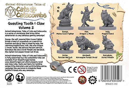 Animal- Miniature Adventures: Cats & Catacombs: Questing Tooth & Claw Volume 2 Gatos y Catacombs: Volumen 2, Color Gris, 0 (Steamforged Games SFAACC-002)