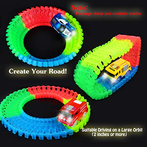 AniSqui Track Race Car, (Glow Track Coches Light Up Coche de Juguete Glow in The Dark,) Circuito Coches Juguete Niño, Coches Led Accesorios de Pista para Niños 3 4 5 6