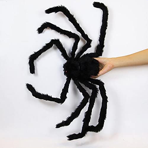 anneratteryer Araña De Peluche, Decoración De Araña De Halloween, Araña Gigante, Araña De Simulación De Terror, con Ojos Rojos Aterradores, Grande y Peluda para Halloween o La Fiesta Temática,75cm