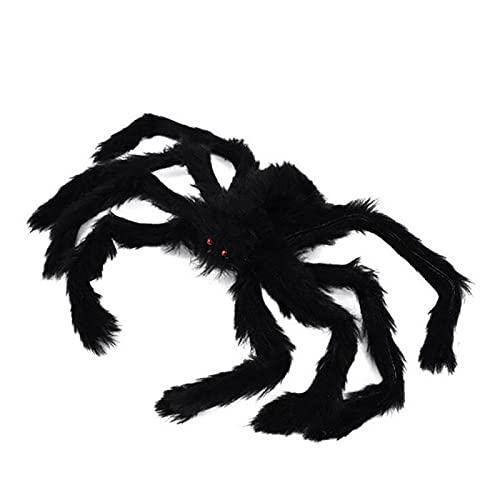 anneratteryer Araña De Peluche, Decoración De Araña De Halloween, Araña Gigante, Araña De Simulación De Terror, con Ojos Rojos Aterradores, Grande y Peluda para Halloween o La Fiesta Temática,75cm