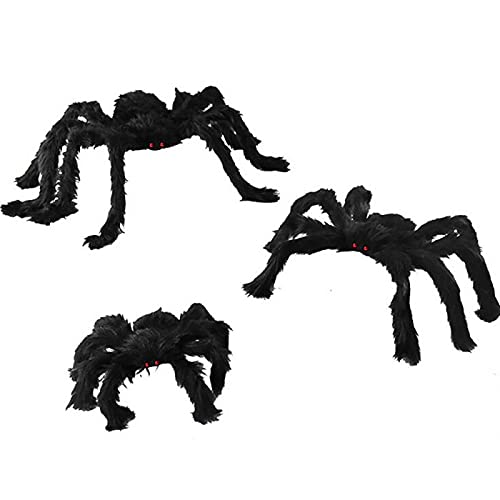 anneratteryer Araña De Peluche, Decoración De Araña De Halloween, Araña Gigante, Araña De Simulación De Terror, con Ojos Rojos Aterradores, Grande y Peluda para Halloween o La Fiesta Temática,75cm