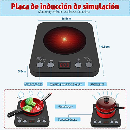 Anpro 32 PCS Kit de Cocina para Niños,Juguetes de Cocina Set,Juego de Cocina con Utensilios de Cocina,Juguete de Corte,Frutas,Vegetales,Delantal,Regalos de Fiestas, Cumpleaños, Navidad para Niños