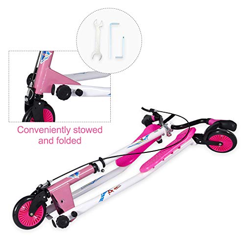 AOODIL Scooter abatible Plegable de 3 Ruedas para niños Tri Slider Kick Speeder Scooters Push Drifting con manija Ajustable para niños/niñas/niños