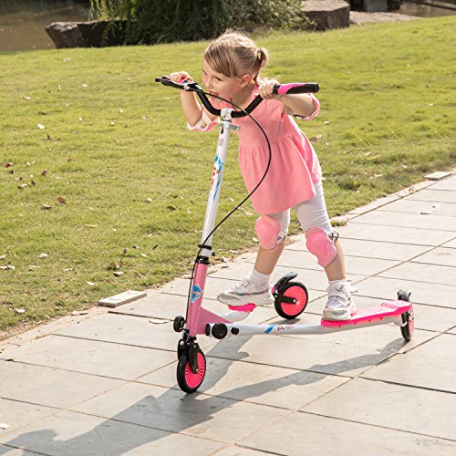 AOODIL Scooter abatible Plegable de 3 Ruedas para niños Tri Slider Kick Speeder Scooters Push Drifting con manija Ajustable para niños/niñas/niños