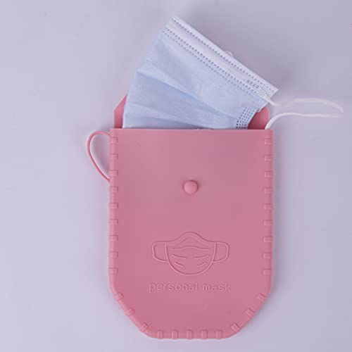 APLI - 18828 - Porta mascarillas de silicona con cierre de botón color ROSA-Portamascarilla con asa- Ideal para mascarillas quirúrgicas