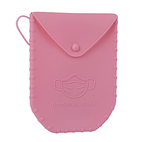 APLI - 18828 - Porta mascarillas de silicona con cierre de botón color ROSA-Portamascarilla con asa- Ideal para mascarillas quirúrgicas