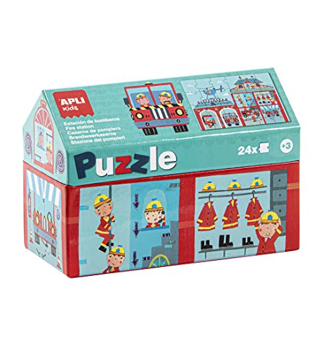 APLI Kids - Bomberos Puzle Casita, 24 Piezas, Multicolor, 17353