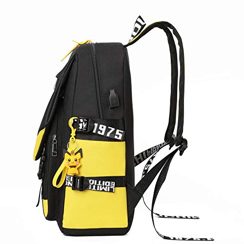 Appiu Modelos creativos de los Muchachos de Secundaria y preparatoria y niñas Cartera de la Historieta Mochila USB de la Marca Tide Viaje Mochila Pikachu (Color : Amarillo)