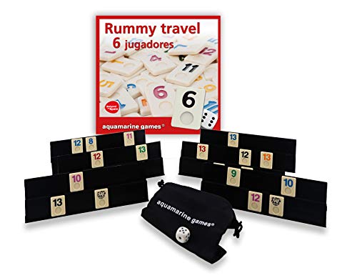 Aquamarine Games- Rummy travel 6 jugadores, Multicolor (DO004)