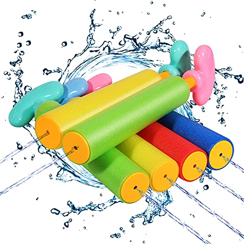 ARANEE Pistola de Agua Niños, 6 Pack Juego de Pistola de Agua d'Espuma, Juguetes para Piscina, Pistola de Agua de Verano para Playa