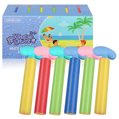 ARANEE Pistola de Agua Niños, 6 Pack Juego de Pistola de Agua d'Espuma, Juguetes para Piscina, Pistola de Agua de Verano para Playa