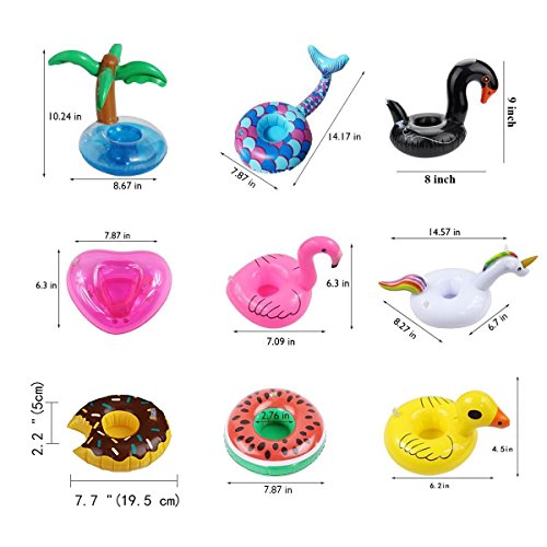 ASYBHYY 18 Pcs Posavasos Hinchable de Flotador Unicornio & Flamingo con Bomba Colchonetas y Flotante Juguetes de Piscina Ocio Agua Diversión Juguetes Niños Adultos