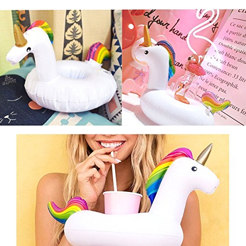 ASYBHYY 18 Pcs Posavasos Hinchable de Flotador Unicornio & Flamingo con Bomba Colchonetas y Flotante Juguetes de Piscina Ocio Agua Diversión Juguetes Niños Adultos