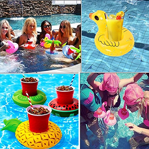 ASYBHYY 18 Pcs Posavasos Hinchable de Flotador Unicornio & Flamingo con Bomba Colchonetas y Flotante Juguetes de Piscina Ocio Agua Diversión Juguetes Niños Adultos