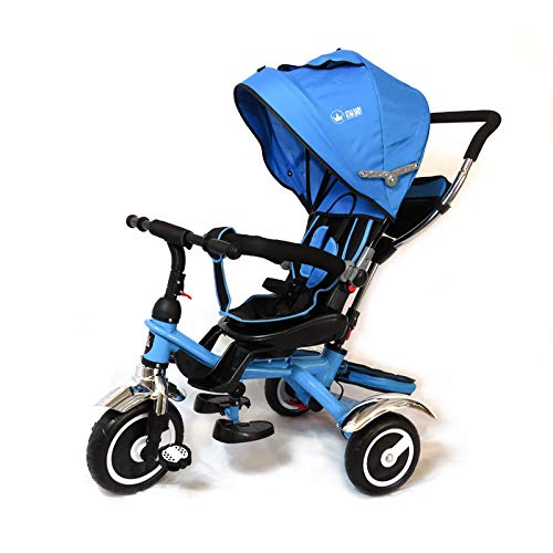 ATAA Baby Triciclo evolutivo 5 en 1 - Azul - Asiento Giratorio 360º - Ruedas eva antipinchazos y ultrasilenciosas