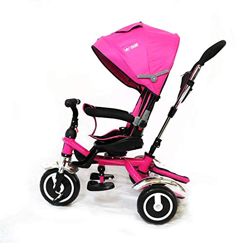 ATAA Baby Triciclo evolutivo 5 en 1 - Rosa - Asiento Giratorio 360º - Ruedas eva antipinchazos y ultrasilenciosas