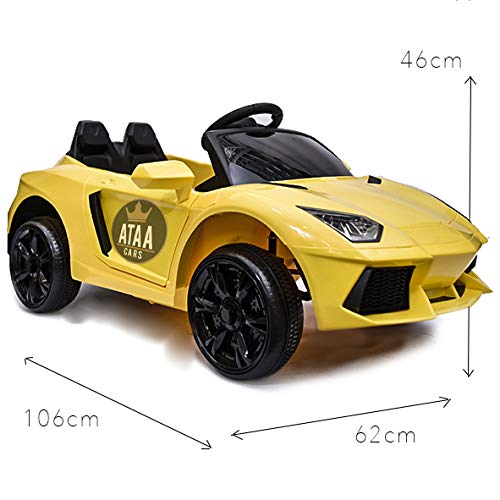 ATAA Súper Deportivo 12v Coche Eléctrico para niños con Mando - Potente batería 12v - Amarillo