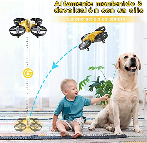 ATOYX Mini Drone para Niños, RC Helicopter Quadcopter AT-66C, 3D Flips, Modo sin Cabeza, Estabilización de Altitud, 3 Velocidades,3 Baterías, Regalo para Niños y Principiantes(Amarillo)