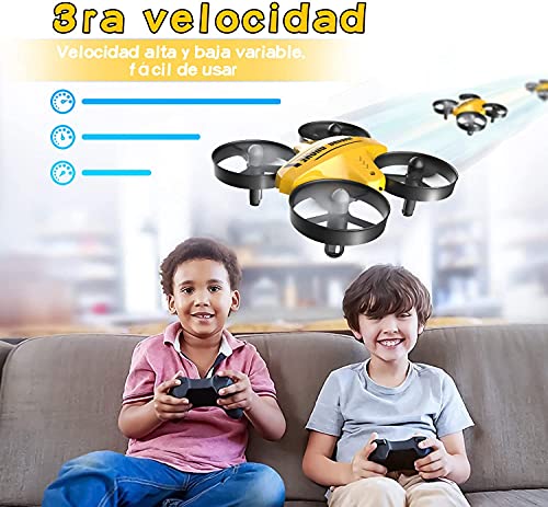 ATOYX Mini Drone para Niños, RC Helicopter Quadcopter AT-66C, 3D Flips, Modo sin Cabeza, Estabilización de Altitud, 3 Velocidades,3 Baterías, Regalo para Niños y Principiantes(Amarillo)