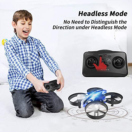 ATOYX Mini Drone, RC Drone 2.4G 4 Canales 6-Axis Gyro, Quadcopter con Modo sin Cabeza, Altitud Hold, Alarma de Batería y 3 Modos de Velocidad, Regalos y Juguetes, AT-66B(Azul)