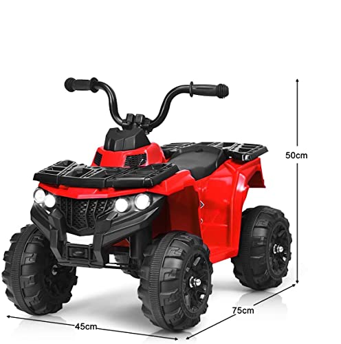 ATV Double Drive Niños Ride- En El Automóvil Con El Cubo Trasero, 45W * 12 12V7AH * 1 Batería, Control Remoto De Los Padres, Faros LED, Tablero De Música Con USB, TF Tarjeta,Blanco