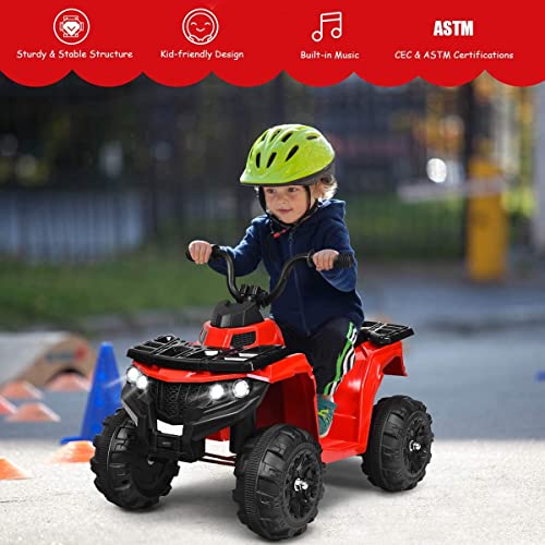 ATV Double Drive Niños Ride- En El Automóvil Con El Cubo Trasero, 45W * 12 12V7AH * 1 Batería, Control Remoto De Los Padres, Faros LED, Tablero De Música Con USB, TF Tarjeta,Blanco