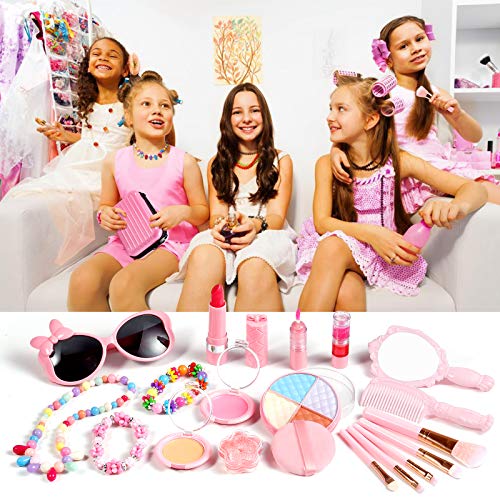 Auney 20 Piezas Maquillaje Niñas Set, Maquillaje Infantil, Juguete de Maquillaje no tóxico, Kit de Maquillaje para niñas para niños