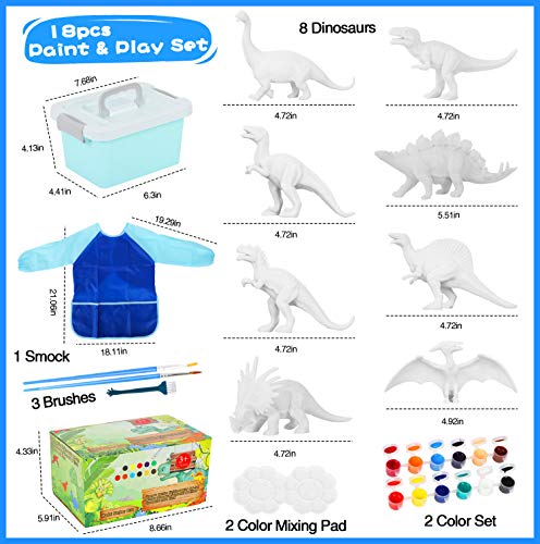 Auney Kit de Pintura de Dinosaurios para niños Pintar Dinosaurios, Juguetes de Dinosaurios para Manualidades, Juego de Suministros de Arte y Manualidades