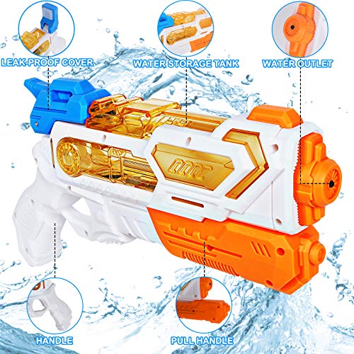 Auney Pistolas de Agua para Niños, Pistola de Agua de Juguete para niñas de niños, 2 Pack Water Gun Squirt Toy Guns