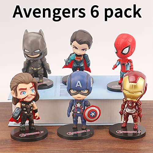 Avengers Cake Topper Mini Juego de Figuras Decoración para Tartas Pastel Decoración Suministros 6 Pcs Decoraciones de Pasteles Cumpleaños Fiesta