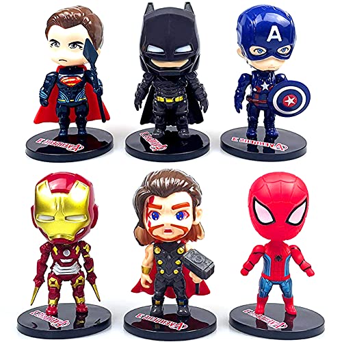 Avengers Cake Topper Mini Juego de Figuras Decoración para Tartas Pastel Decoración Suministros 6 Pcs Decoraciones de Pasteles Cumpleaños Fiesta