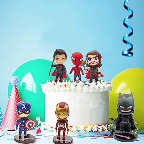 Avengers Cake Topper Mini Juego de Figuras Decoración para Tartas Pastel Decoración Suministros 6 Pcs Decoraciones de Pasteles Cumpleaños Fiesta