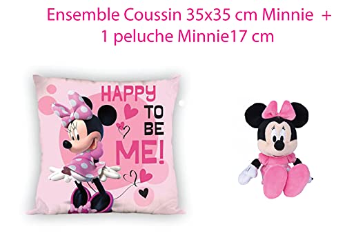 AYMAX S.P.R.L - Cojín de Minnie (35 x 35 cm, 1 peluche Minnie 18 cm)