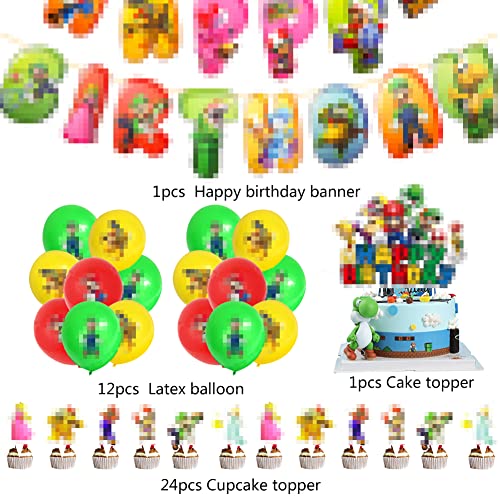 Babioms 38Pcs Cartoon Globos, Cartoon Cumpleaños Pancartas Decoración para Fiestas Adorno de Torta Globo de Látex, para Niños Cartoon Fiesta temática de Decoraciones