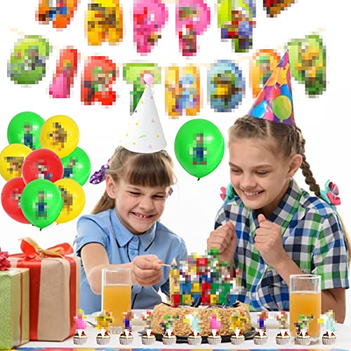 Babioms 38Pcs Cartoon Globos, Cartoon Cumpleaños Pancartas Decoración para Fiestas Adorno de Torta Globo de Látex, para Niños Cartoon Fiesta temática de Decoraciones