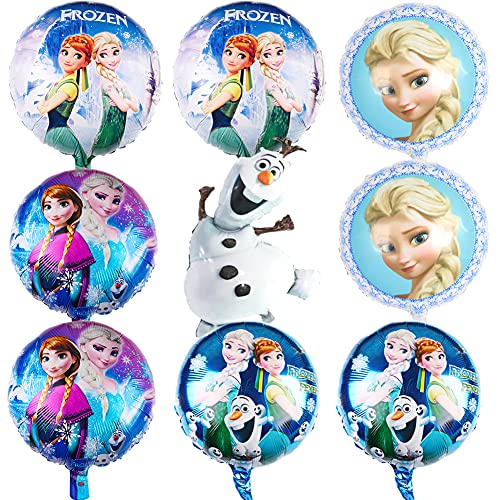 Babioms 9Pcs Globos Cumpleaños Decoracion de Princesa, Elsa Globos de Cumpleaños, para Niños Fiesta Baby Shower, Globo de Papel de Aluminio Congelado