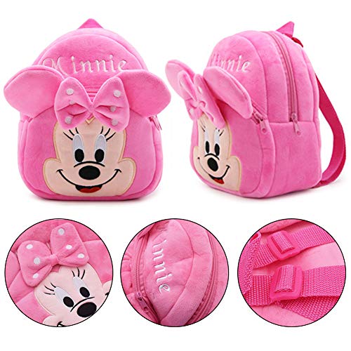 Babioms Mochila de Minnie, Mochila Guardería, Toddler Kids Mochila Escolar para Niños Pequeños, Minnie Mouse en Diseño 3D Mochila para 2-5 años